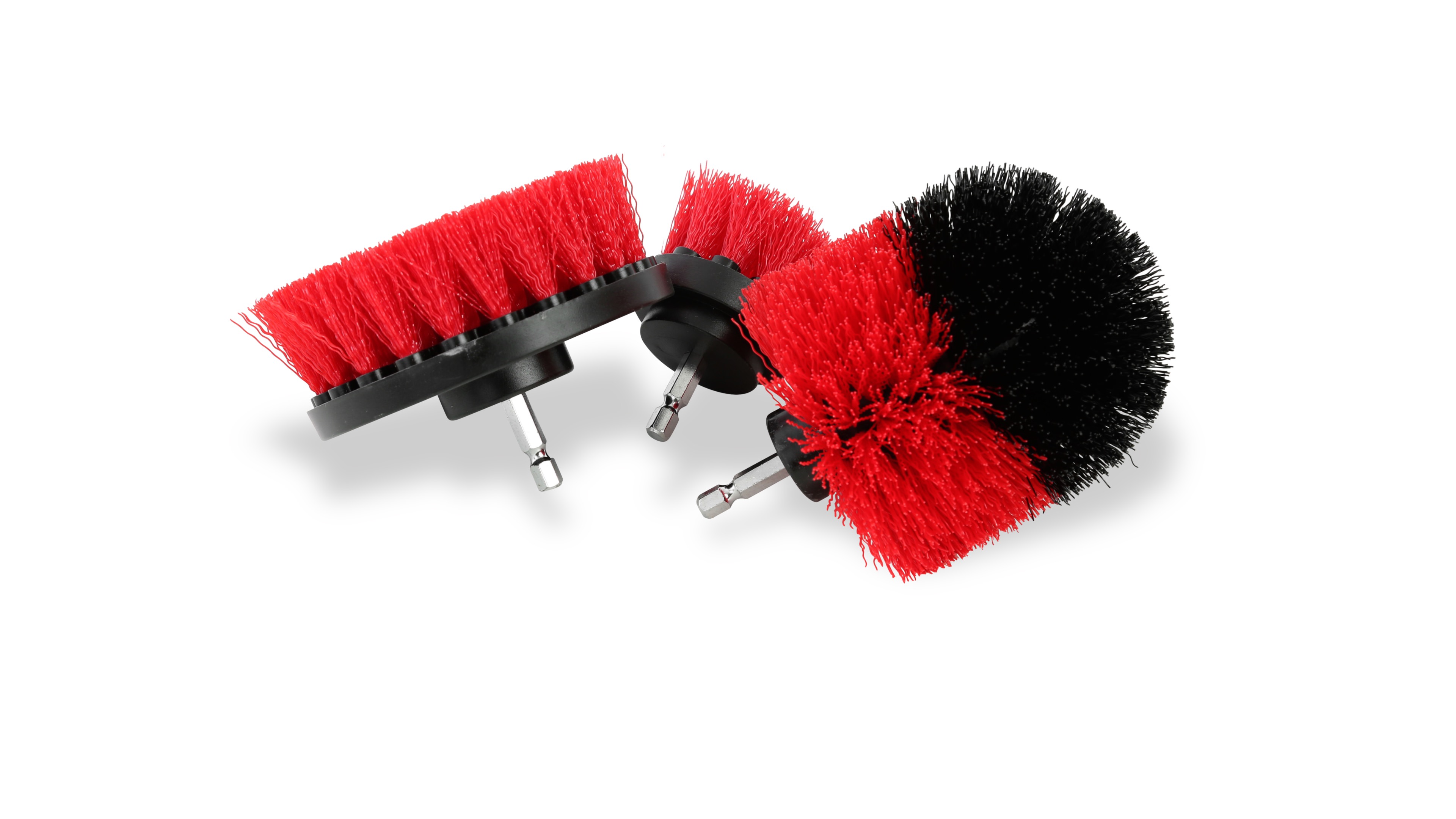 Hyper Tough Nylon Scrub Brush Cleaning Attachments for Power Drills, 3-Piece, Black 41026
