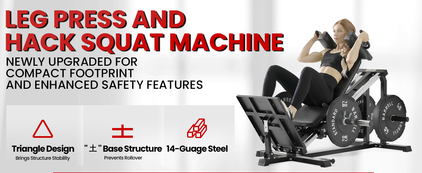 thumbnail video image 2 of Syedee Compact Leg Sled Machine, Leg Press Machine Capacity 1000lbs, Hack Squat Machine Combo, Calf Raise Home Gym, 2 of 9