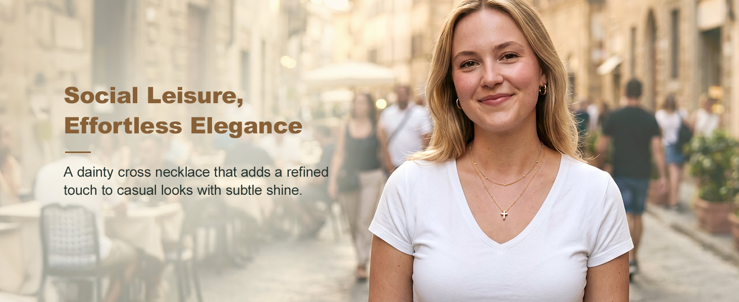 thumbnail video image 2 of FindChic Layered Cross Necklace for Women, 14K Gold Plated Cross Pendant Necklace Trendy Beaded Chain Choker Necklaces Christian Faith Jewelry Gifts for Women, 2 of 9