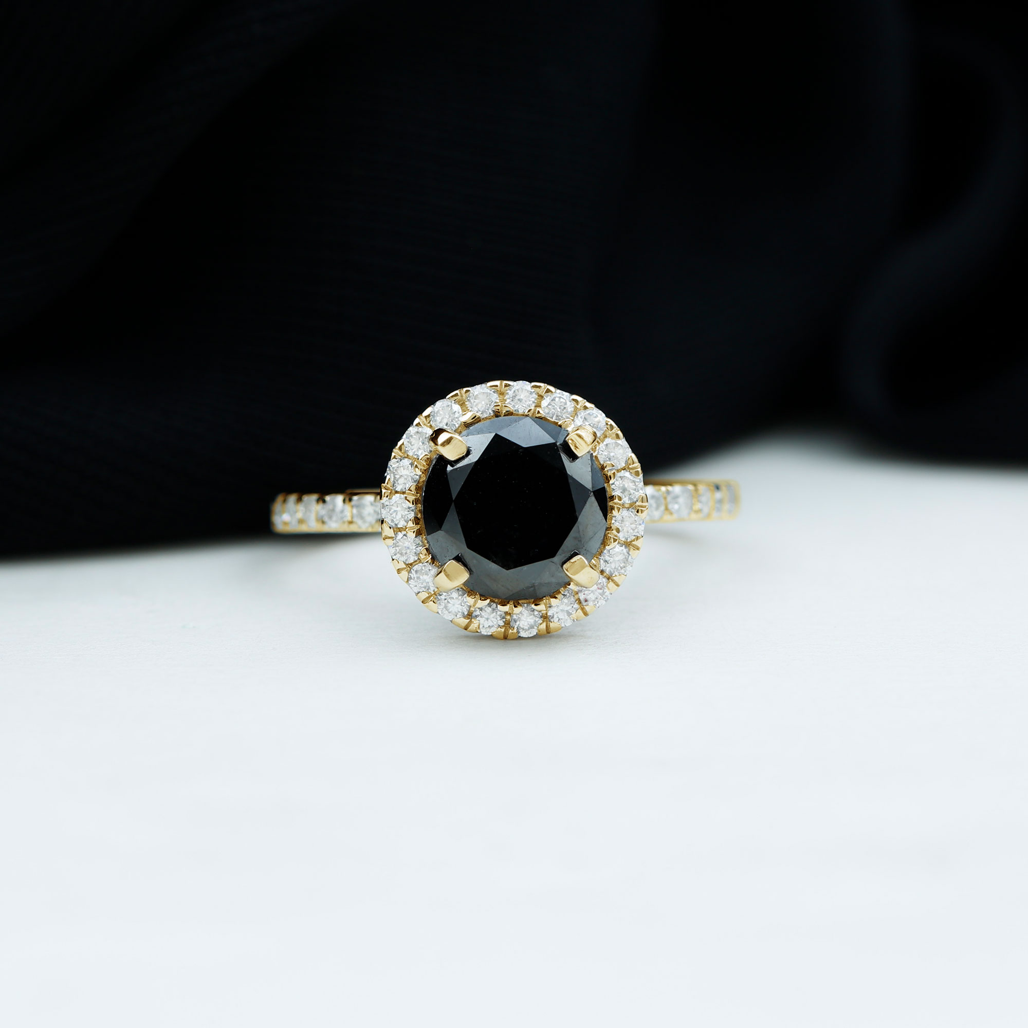 thumbnail video image 2 of Rosec Jewels Black Spinel Classic Ring with Diamond Halo (3.75 CT, AAA Quality, August Birthstone), 925 Sterling Silver, US 4.00, 2 of 9