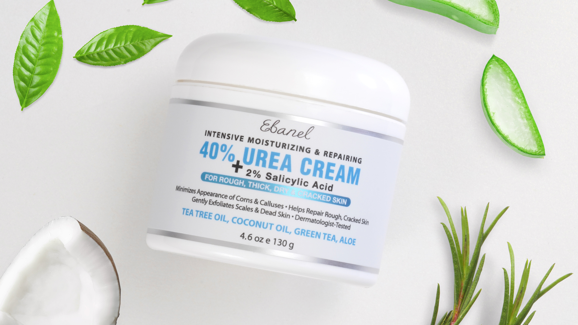 thumbnail video image 2 of Ebanel Urea Cream 40% plus Salicylic Acid 2%, Foot Cream for Dry Cracked Heels Feet Knees Elbows Hands, Foot Dead Skin Cuticle Callus Remover Toenail Softener, Keratolytic Skin Barrier Repair, 2 of 10