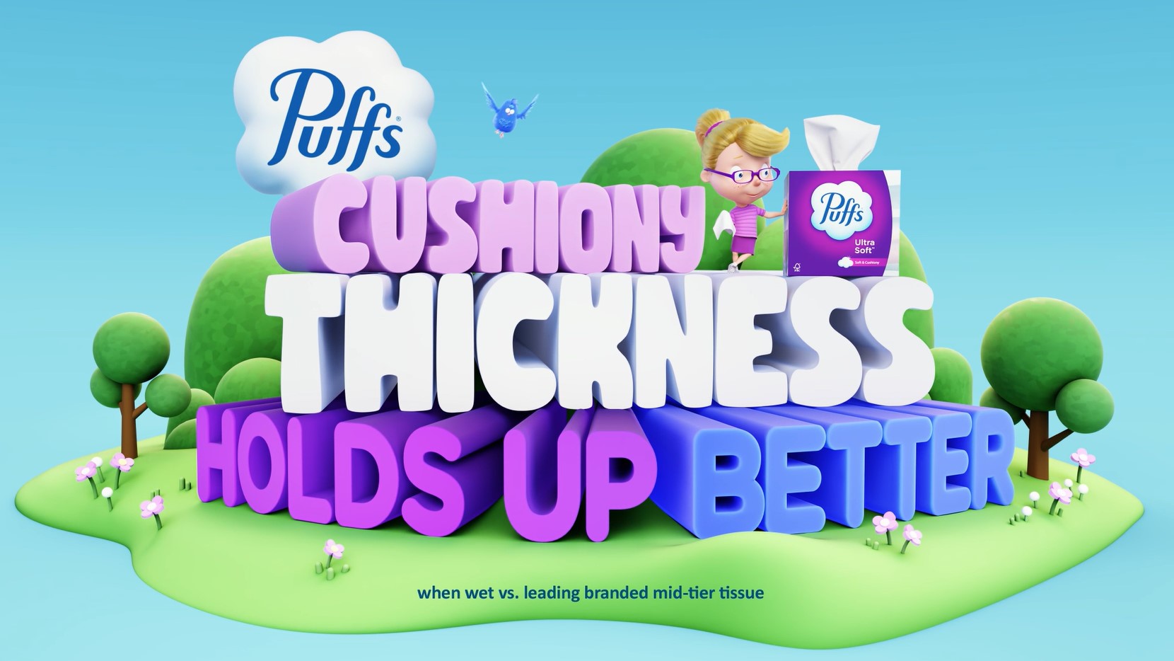 thumbnail video image 2 of Puffs Ultra Soft Facial Tissues, 6 Family Size Boxes, 124 Facial Tissues Per Box, 2 of 13