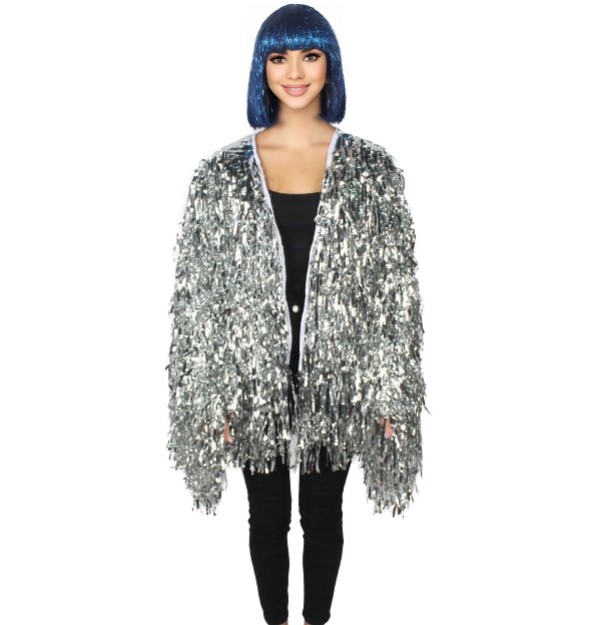 thumbnail video image 2 of HPO Unisex Festival Carnival Thick Tinsel Jacket with Loose Fit | Extra Dense Tinsel | Multiple Size and Color Options, 2 of 8