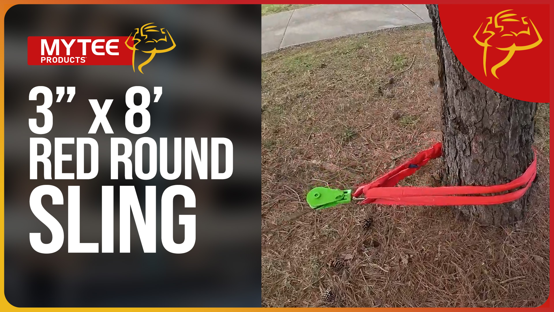 thumbnail video image 2 of Endless Round Sling 8' Red w/ Hook Combo, 13,200 lbs WLL Crane Rigging Hoist Wrecker Recovery Towing, 2 of 10