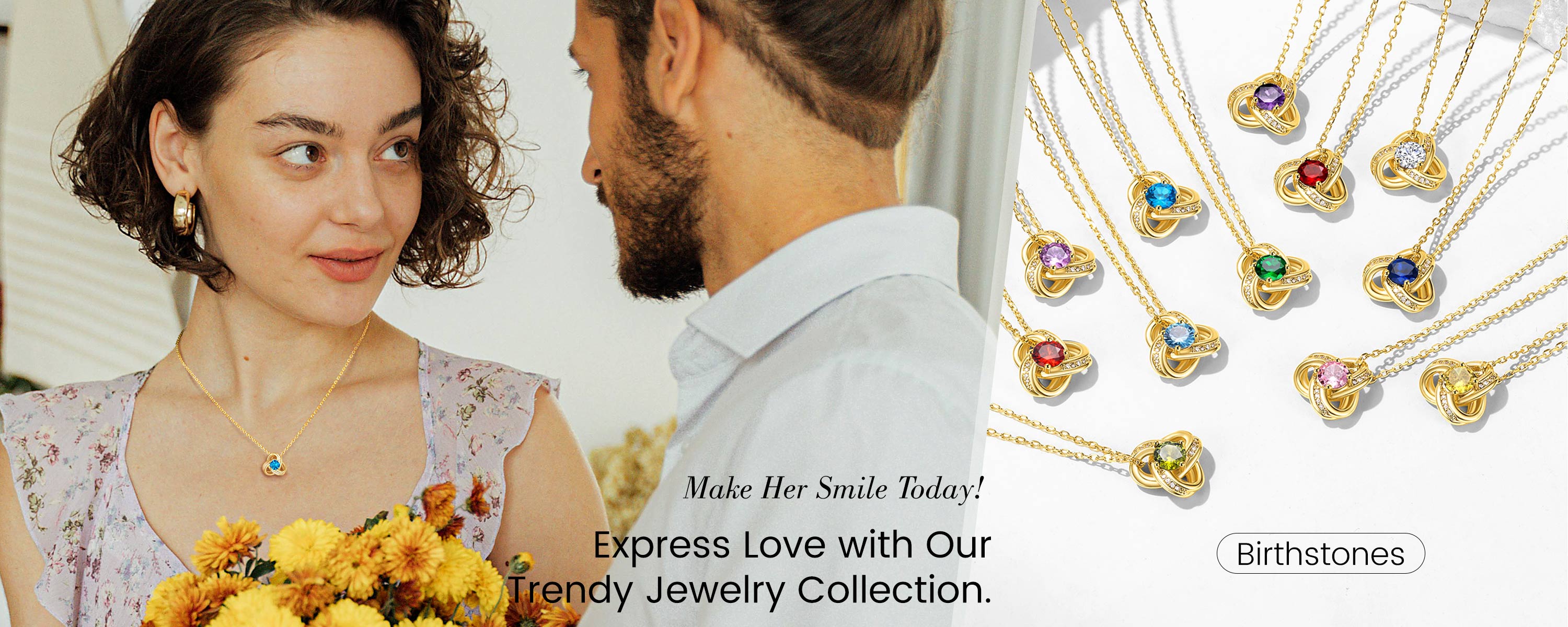 thumbnail video image 2 of KeyStyle 14K Gold Plated Birthstone Necklace for Women Love Shape Knot Necklace Mother's Day Jewelry Christmas Valentine's Gifts for Girlfriend, 2 of 10