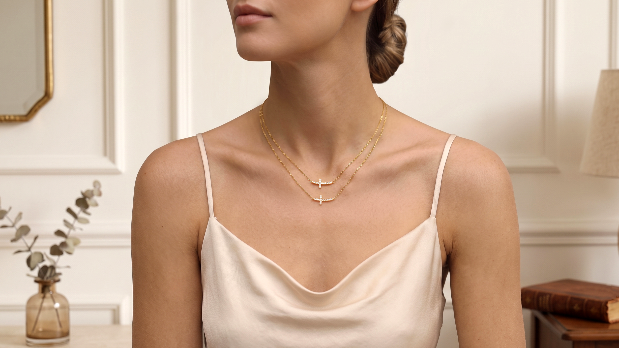 thumbnail video image 2 of FindChic Cross Necklace for Women 14K Gold Plated Dainty Tiny Sideway Cross Choker Pendant Necklace Simple Trendy Cute Easter Basket Stuffers Baptism Religious Faith Jewelry Gift, 2 of 9