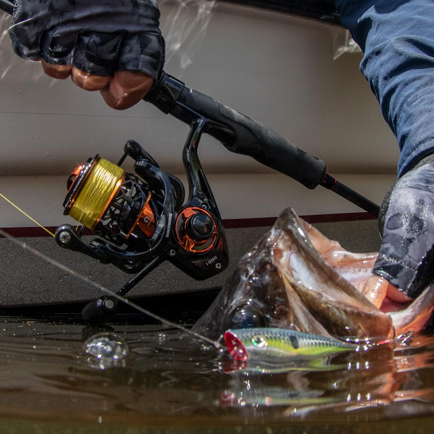 thumbnail video image 2 of KastKing Spinning Reels – 7+1/6+1 BB – Carbon Fiber Drag – Stainless Steel Shaft –  Orange-Zephyr, 2 of 10