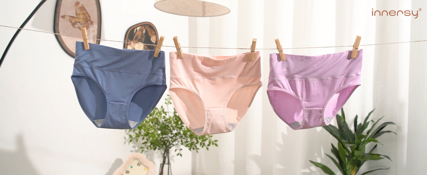 thumbnail video image 2 of INNERSY Women Underwear Soft Modal Briefs High Waist Full Coverage Panties 4 Pack(L,‌Vintage), 2 of 8