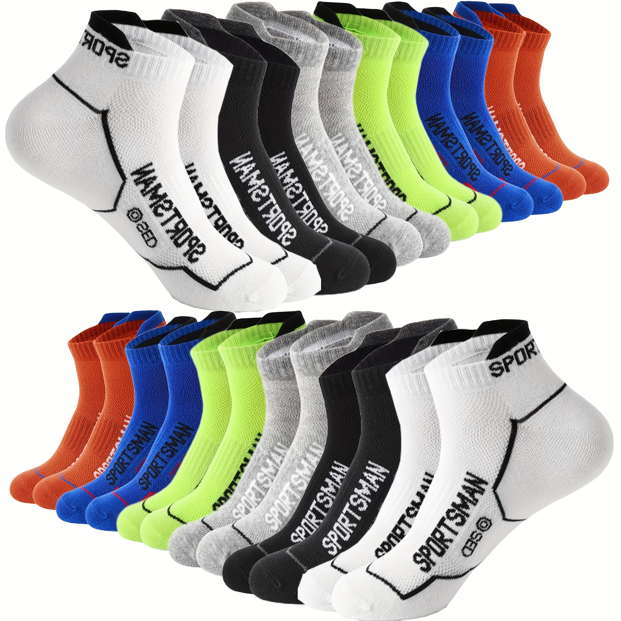 thumbnail video image 2 of Men Running Socks 12 Pairs Ankle Athletic Socks Wicking Cushioned for Men Walking-Arch Compression Support - Black, 2 of 11
