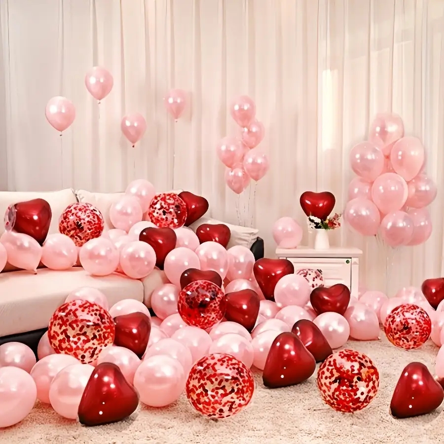 thumbnail video image 2 of 30-Pack Romantic Red & Pink Heart Balloon Set | Emulsion Material, Perfect for Valentine's Day, Wedding, Birthday, Engagement, Anniversary, Halloween, Christmas Decorations, 2 of 6