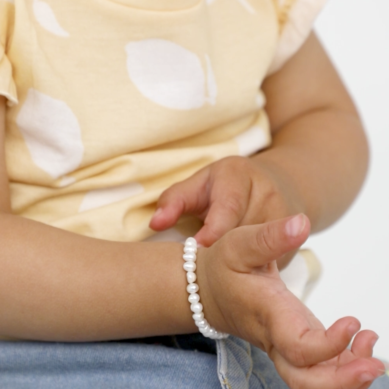 thumbnail video image 2 of 925 Sterling Silver Freshwater Cultured Pearl Bracelets For Little Girl 5.5", 2 of 7