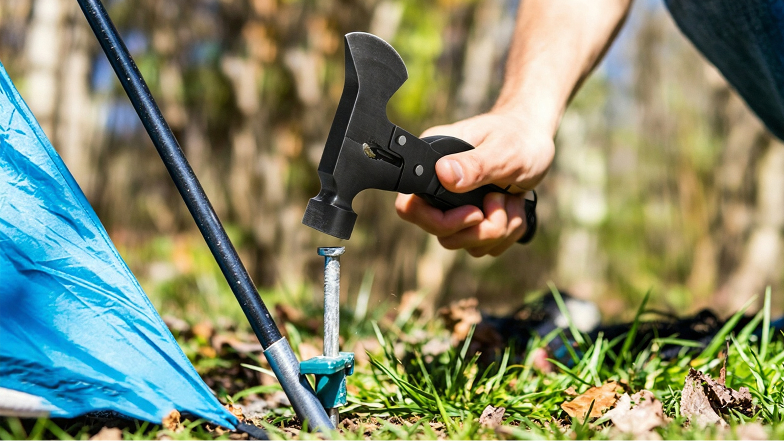 thumbnail video image 2 of Multitool Camping Axe, 19-in-1 Survival Gear Camp Hatchet, Folding Portable Camping Hammer Multi Tool Unique Gift for Men Dad Husband Boyfriend (Black), 2 of 11