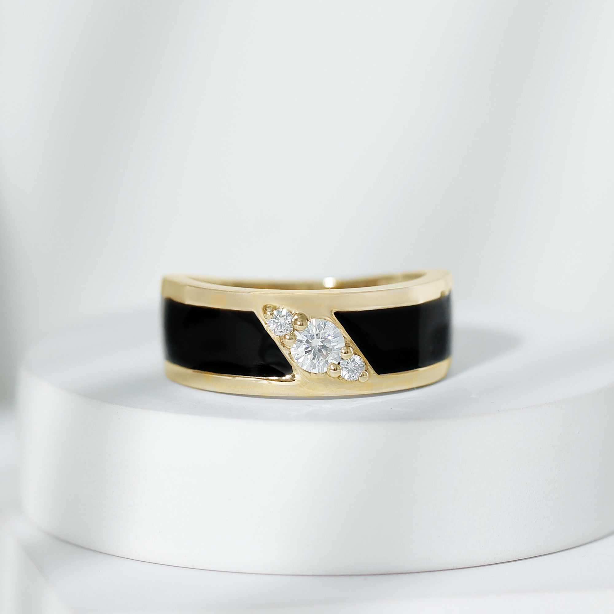 thumbnail video image 2 of Rosec Jewels Lab Created Diamond Wedding Band (Ef-VS Quality) - Mens Enamel Band Ring - with Jewelry Box, 18K Yellow Gold, US 12.50, 2 of 8