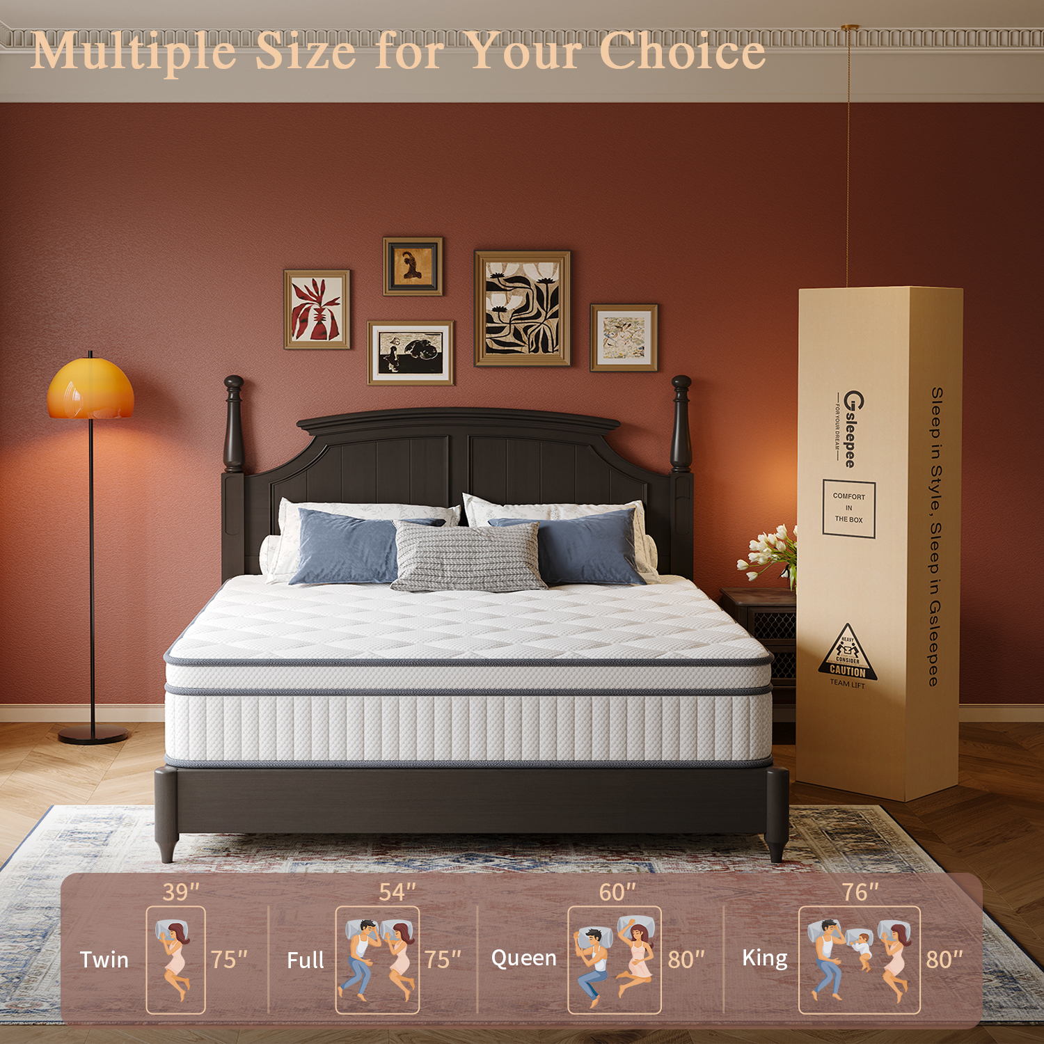 thumbnail video image 2 of King Size Mattress, 10 Inch King Mattress in a Box, Medium Plush Hybrid Memory Foam With Pocket Springs Mattress, 2 of 9