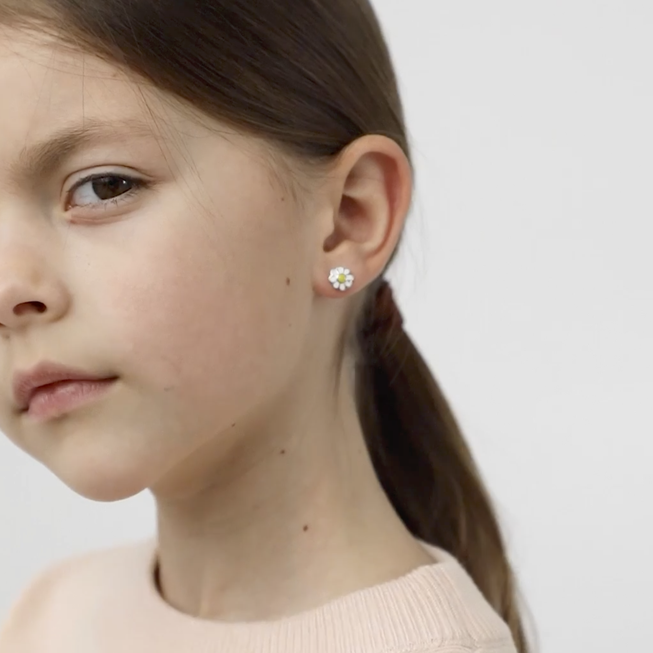 thumbnail video image 2 of 925 Sterling Silver Enamel Daisy Screw Back Earrings for Toddler Girls Flower, 2 of 9