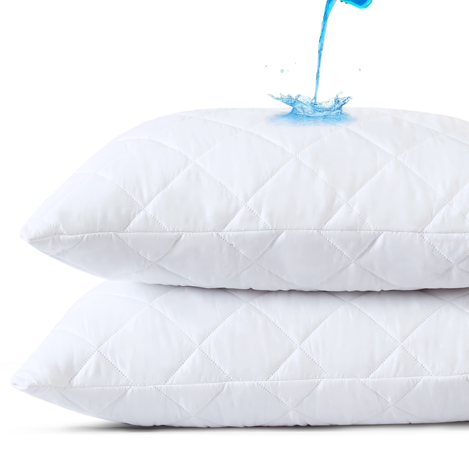 thumbnail video image 2 of Quilted Waterproof Pillow Protectors, Zippered Pillowcases, Breathable Protective Pillow Encasement Covers (2, King (20" x 38")), 2 of 9