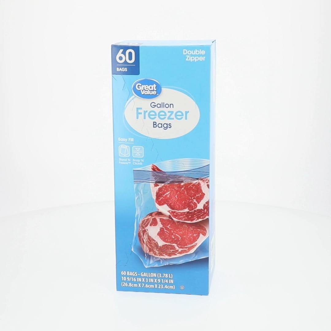 Great value shop Great Value Fresh Seal Double Zipper Gallon Freezer Bags, 60 Count