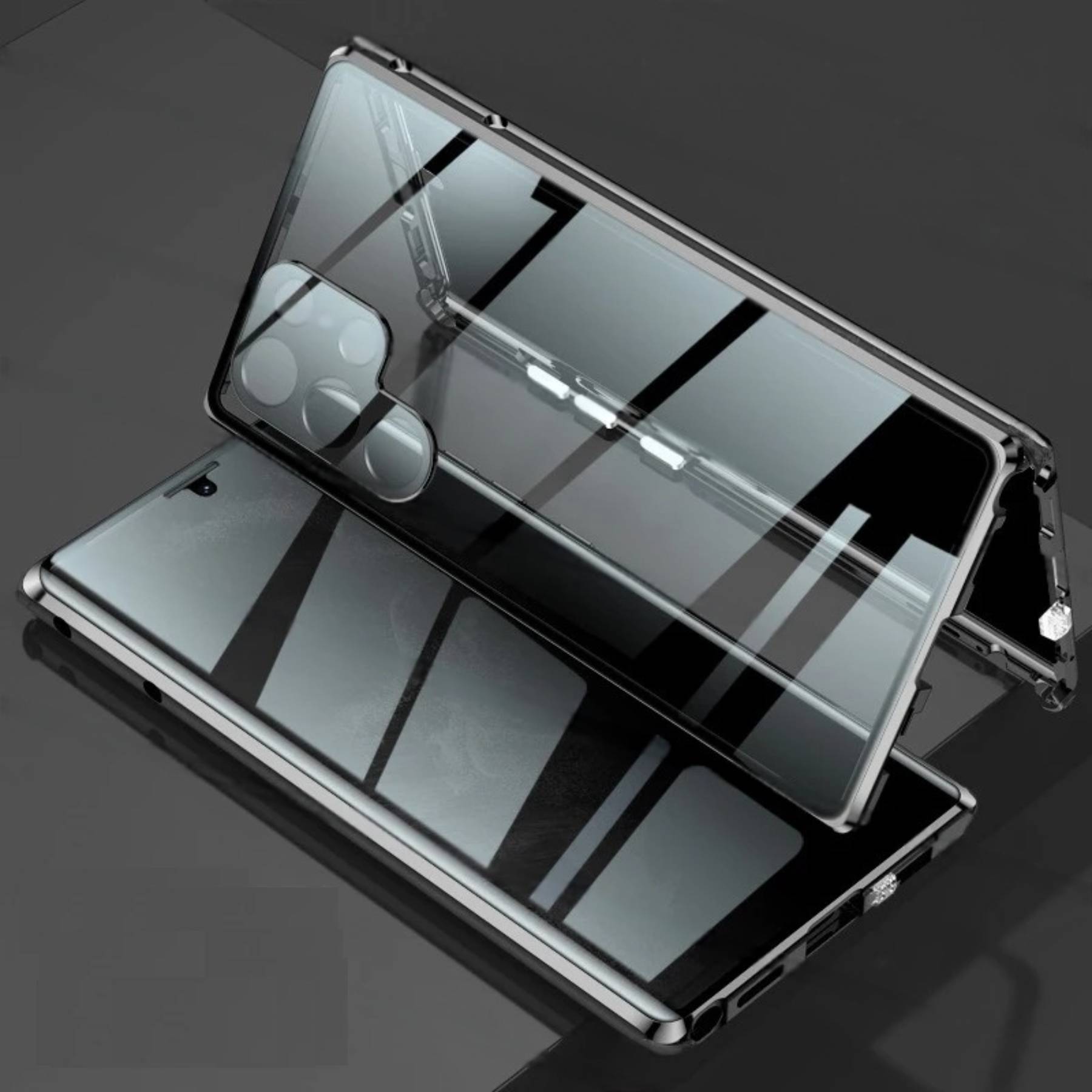 thumbnail video image 2 of Anti Peeping Case for Samsung Galaxy S23 Plus(S23+),Front Privacy Tempered Glass Cover,Magnetic adsorption Anti Peep Metal Frame with Lens Protector,Black, 2 of 8