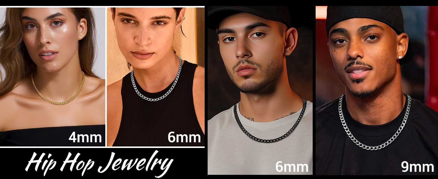 thumbnail video image 2 of PROSTEEL Chain Necklace for Men 4mm Stainless Steel Cuban 22 Inch Birthday Father Day Jewelry Gifts for Husband Dad Adults, 2 of 8