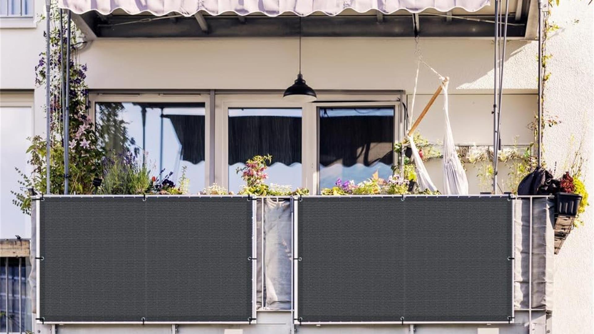 thumbnail video image 2 of LOVE STORY Balcony Privacy Screen 3'x10' Black Fence Privacy Screen Cover (We Make Custom Size), 2 of 6