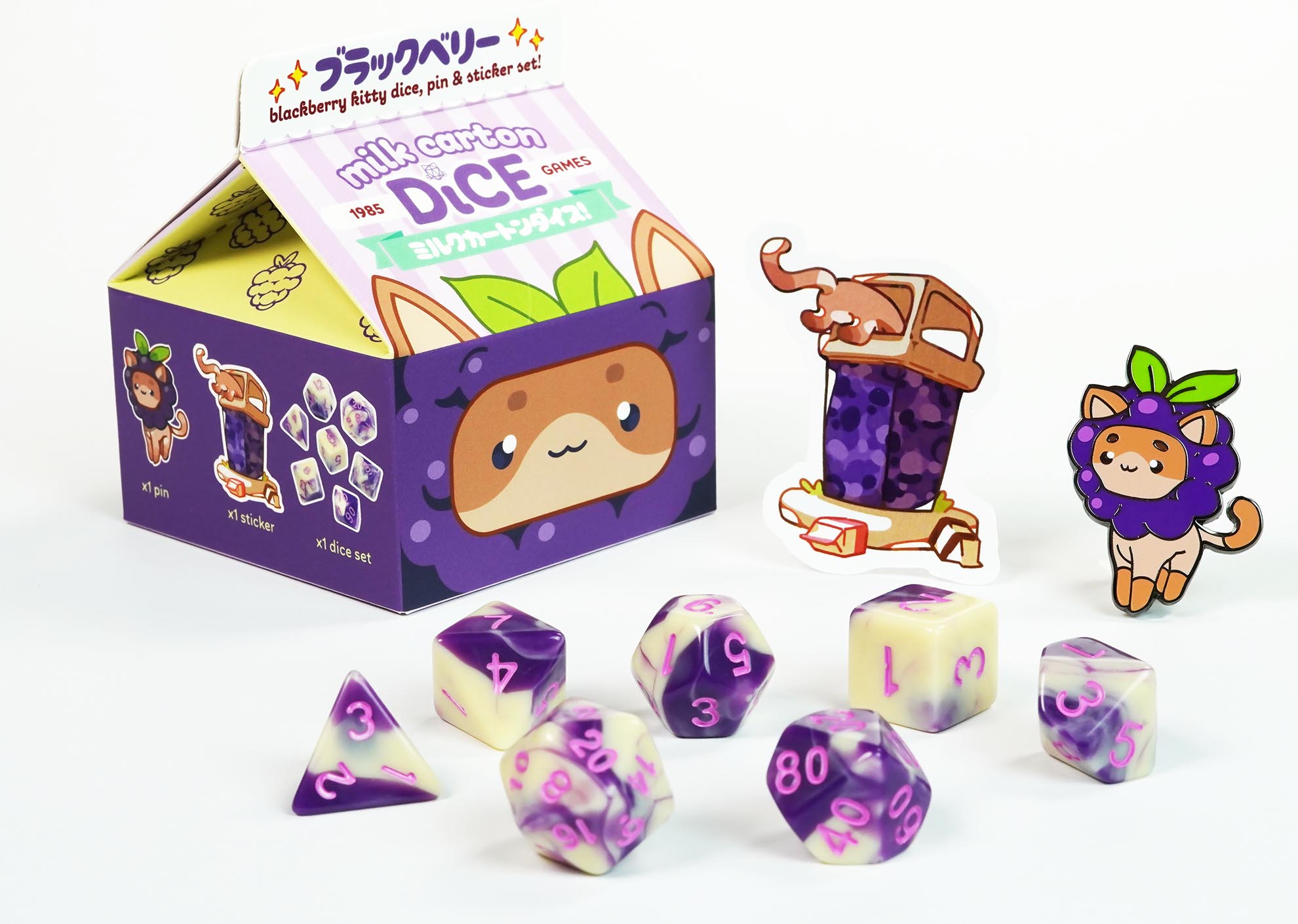 thumbnail video image 2 of 1985 Games Fruit Meadows Milk Carton Dice - Blackberry, 2 of 6