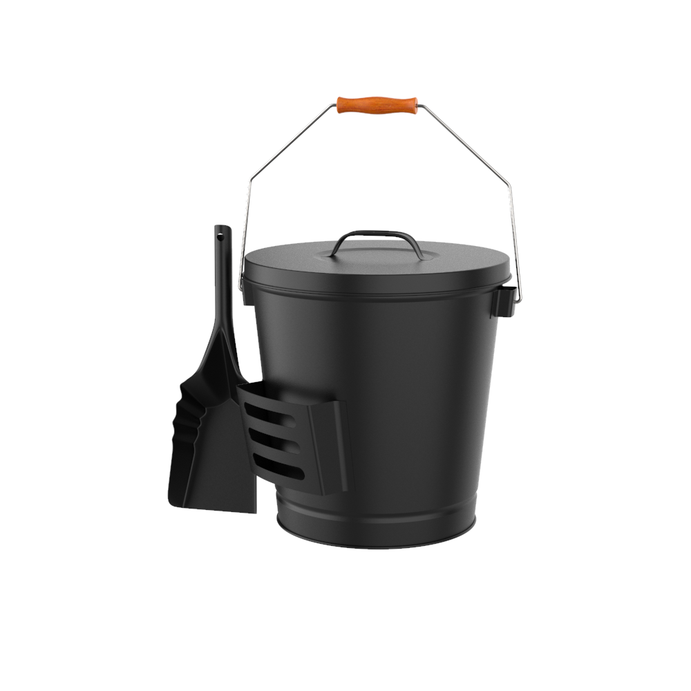 HOME-COMPLETE 4.75 Gal. Ash Bucket with Lid and Shovel HW1500230