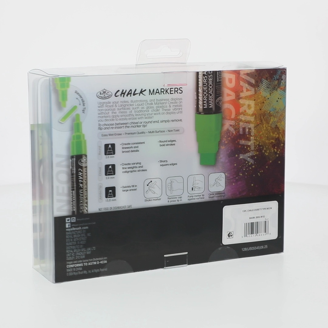 Royal & Langnickel - 15pc Neon Chalk Marker Variety Set, 2MM and