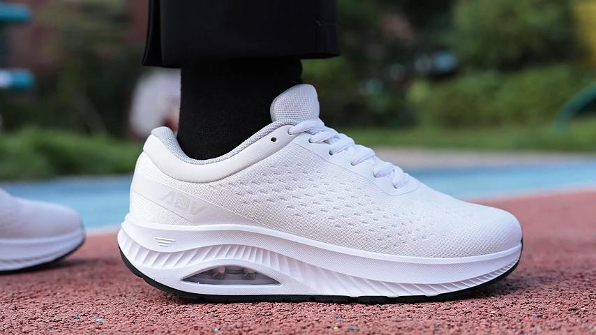 thumbnail video image 2 of JOYFON Wide Toe Box Shoes for Women Arch Support Walking Tennis Sneakers Orthotic Leather Shoes for Bunions, Plantar Fasciitis White Size 7, 2 of 7