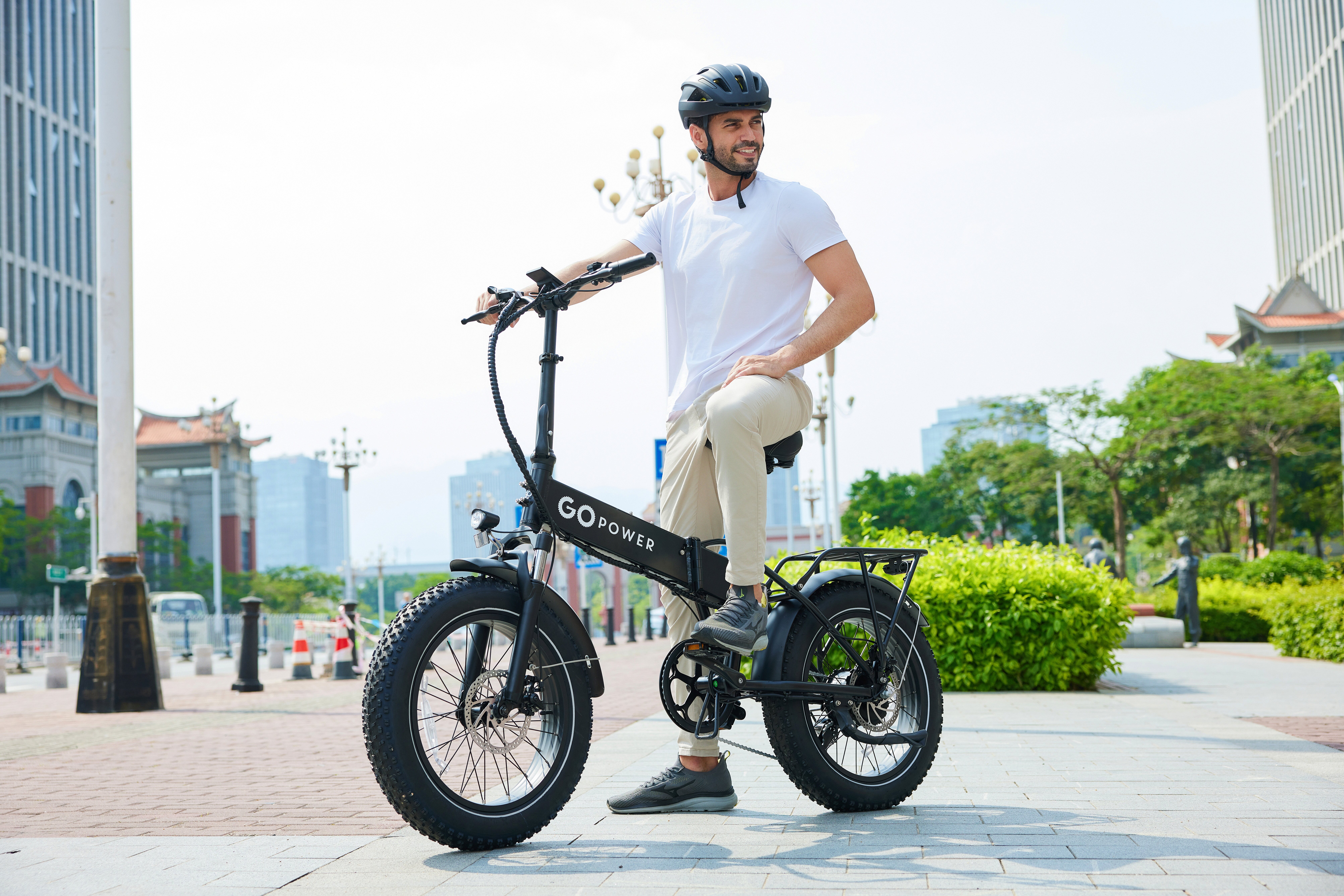 thumbnail video image 2 of GoPowerBike GoExpress V2 Folding Electric Bike 20mph Max Speed & 750W Motor | White, 2 of 9