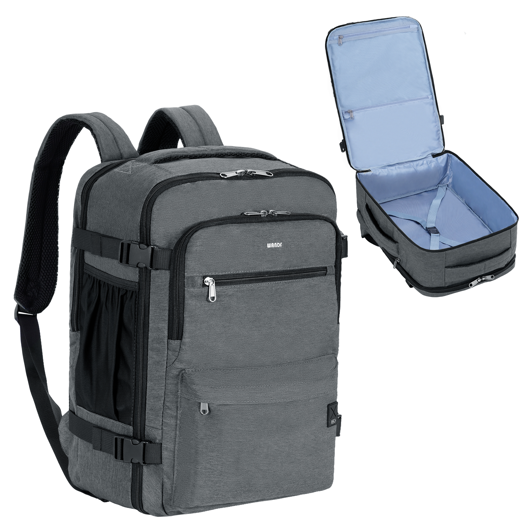 backpack mens 17 x 10 x 9 travel bag ECOHUB 17'' Backpack, Personal Item with 13 Pockets, Flight Approved Carry on Backpack with USB Port & Luggage Sleeve, Travel for Men & Women, Water Resistant Backpack 6 Inch Waterproof Rucksacks Bag Anti theft Ladies Lightweight Walking Aesthetic University School Work Wandf Large Travel Backpack for