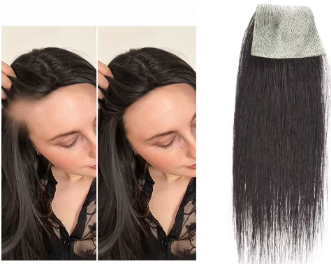 thumbnail video image 2 of viviaBella human hair bald spot hair patch toupee scar human hair replacement hairline loss straight Tape for men and women(Dark Brown 0.78"X3"), 2 of 7