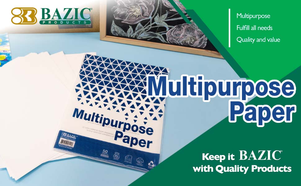 thumbnail video image 2 of BAZIC 50 Sheets 8.5" x 11" White Copy Paper Laser Printing (50/Pack), 2-Packs, 2 of 8