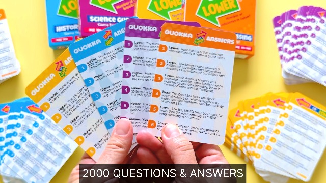 thumbnail video image 2 of Quokka Board Games for Kids and Adults – Trivia Family Games for Game Night – Higher or Lower, 2 of 8
