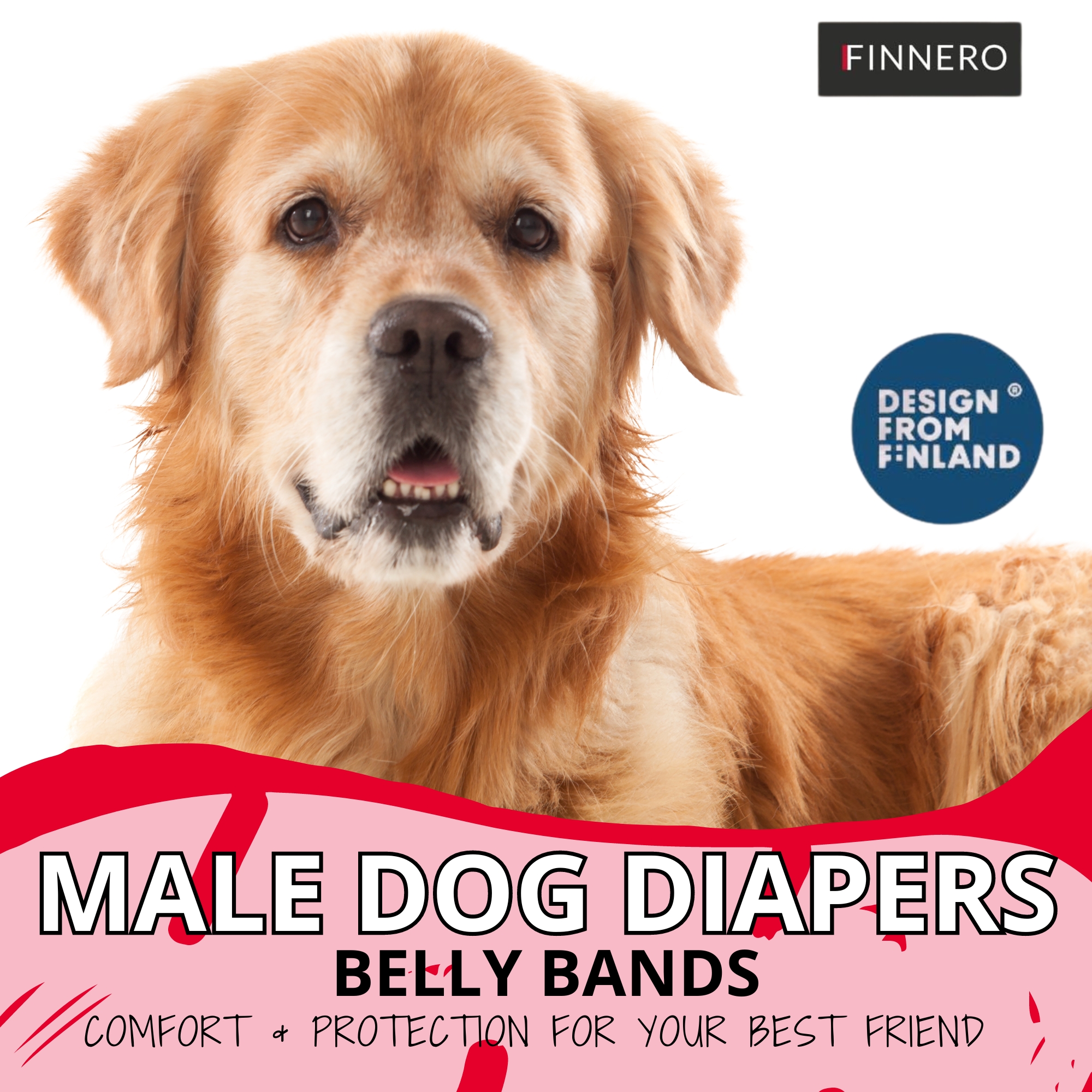 thumbnail video image 2 of FINNERO JustinCase Washable Male Dog Belly Band, Reusable Pet Diaper Belt, Incontinence, Puppy Training (Camo, Large), 2 of 10