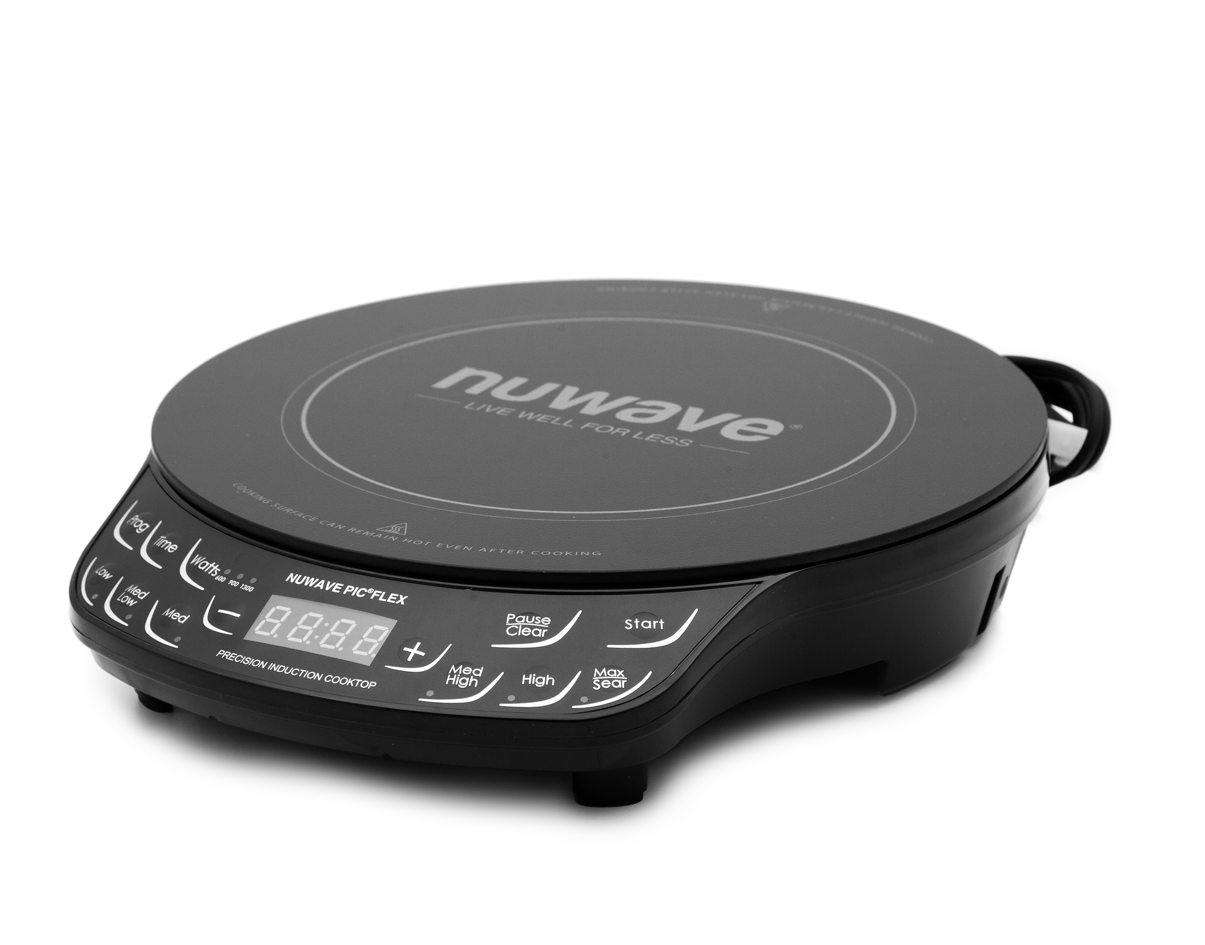 NUWAVE Flex Precision Induction Cooktop, 10.25” Shatter-Proof Ceramic  Glass, 6.5” Heating Coil, 45 Temps from 100°F to 500°F, 3 Wattage Settings  600