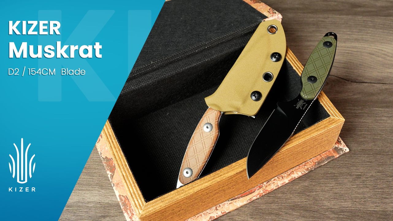 thumbnail video image 2 of Kizer Muskrat Fixed Blade Knife D2 Blade G10 Handle Pocket Tactical Knives 1064A1, 2 of 11