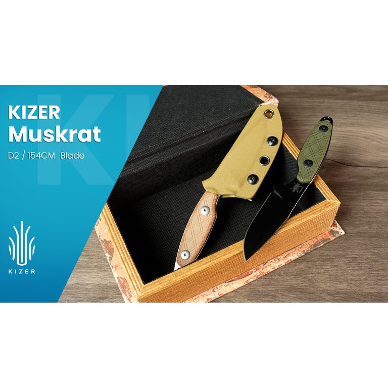 Kizer Muskrat Fixed Blade Knife 154CM Blade Micarta Handle Pocket