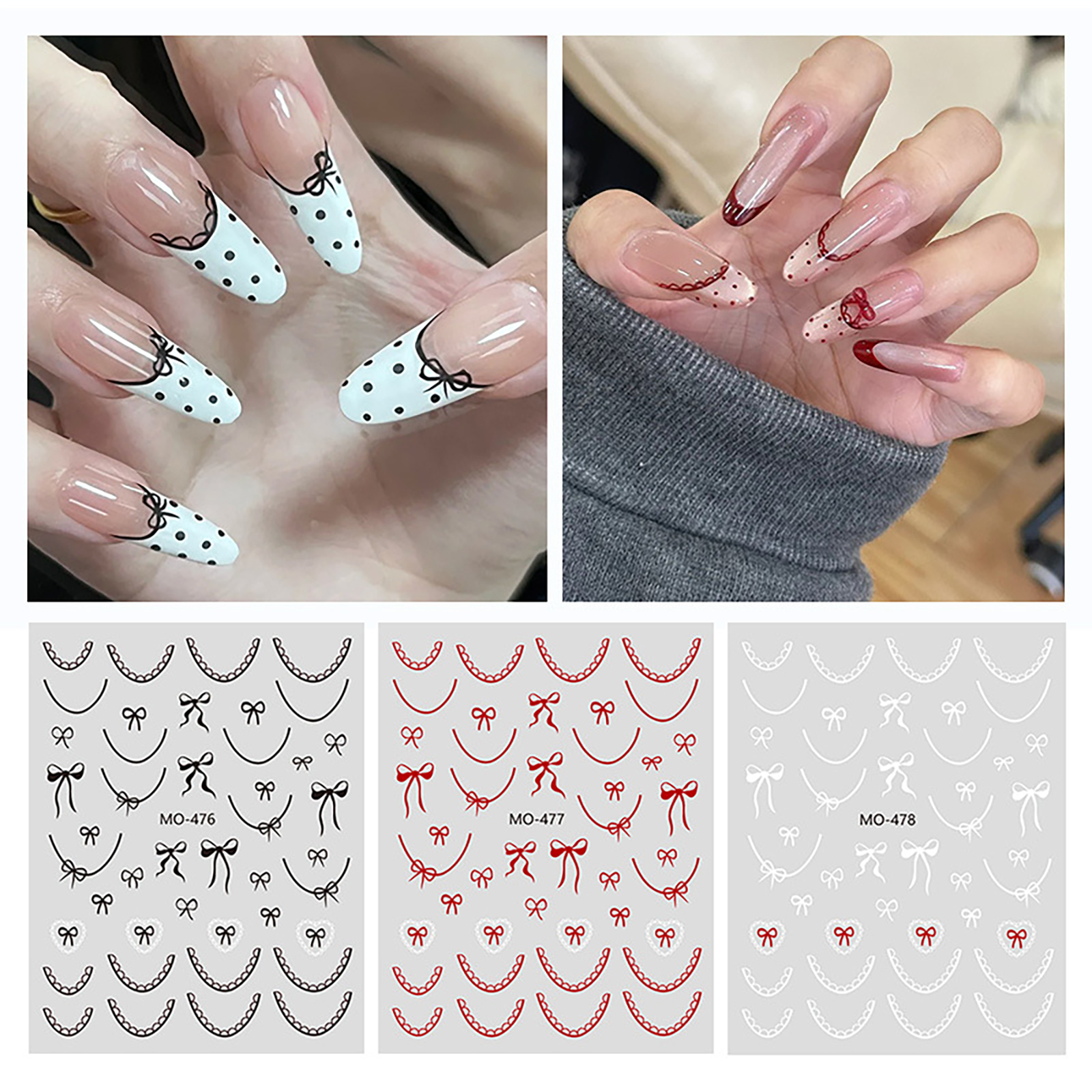 thumbnail video image 2 of Yiran Lace French Edge Nail Art Sticker, MO476, 2 of 11