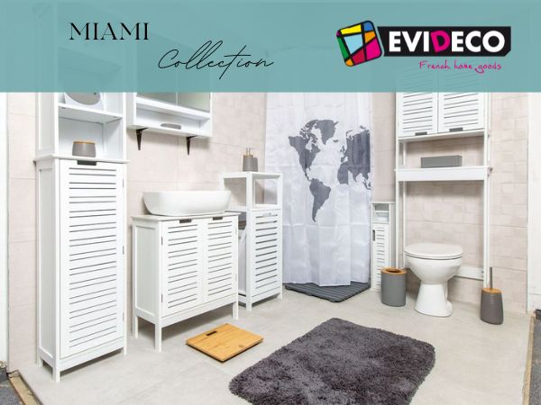 thumbnail video image 2 of Rotating Mirror Cabinet with Shelving, Rolling Base and Towel Hook, Multifunctional Storage Organizer for Compact Spaces, White Finish, 2 of 10