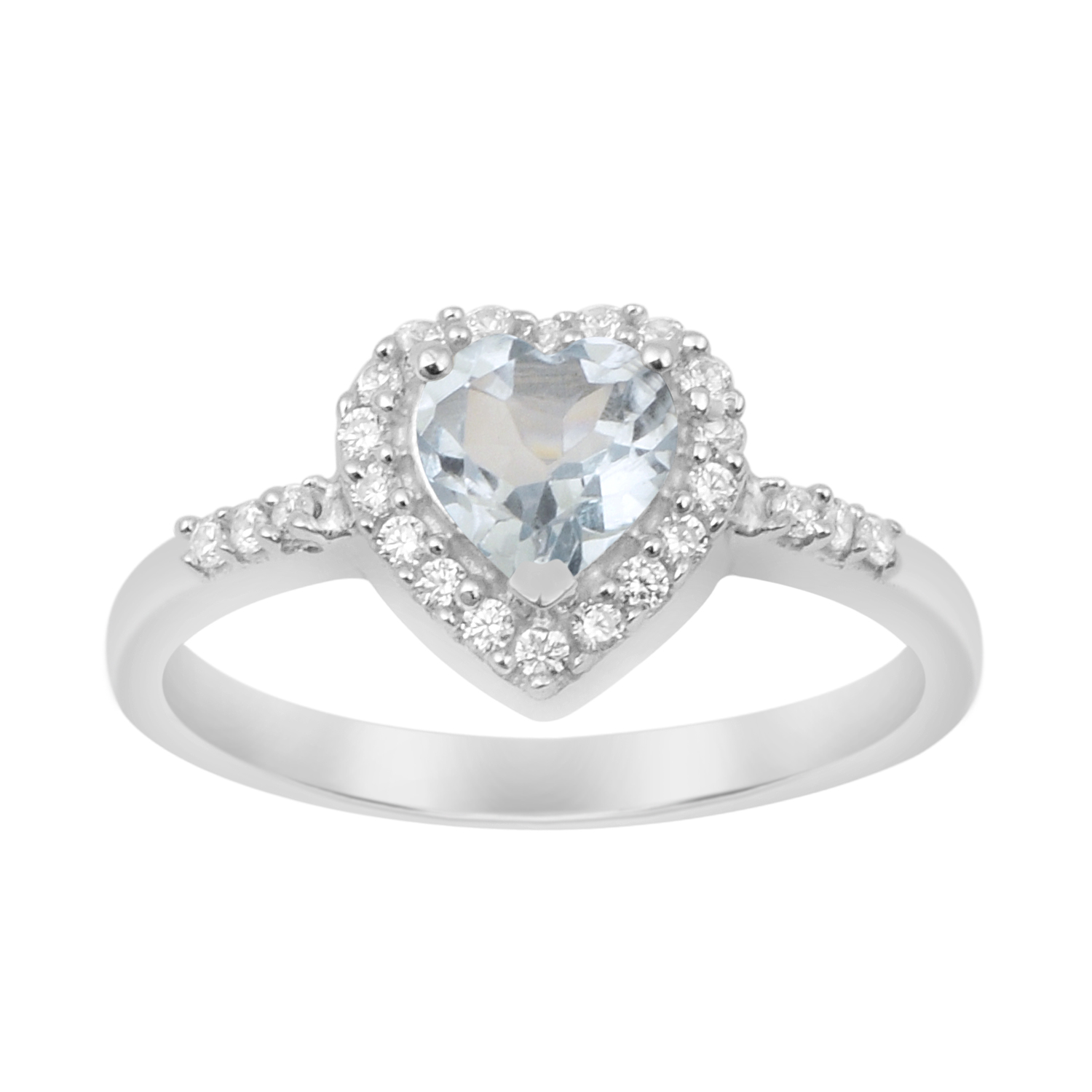 thumbnail video image 2 of 6mm Heart Shape Blue Topaz Gemstone 925 Sterling Silver Solitaire Halo Women Engagement Ring, 2 of 7