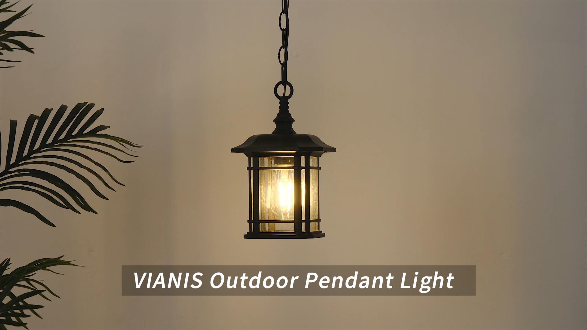 thumbnail video image 2 of VIANIS Outdoor Pendant Light, White Hanging Outdoor Lights Fixtures, 1-Light Adjustable Outdoor Chandelier, Modern Outdoor Lantern for Porch, Entryway, Patio, Door with Tempered Seed Glass, 2 of 9