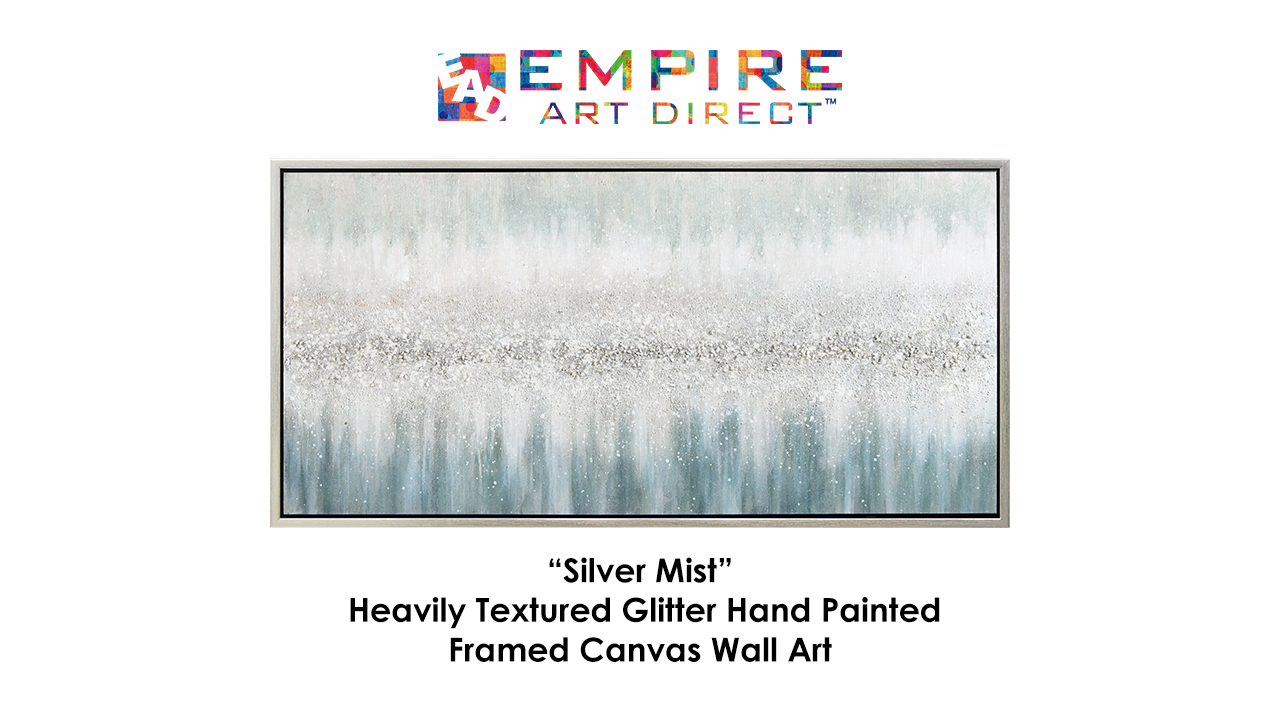 thumbnail video image 2 of Silver Mist Textured Glitter Hand Painted Framed Canvas Wall Art, 2 of 12