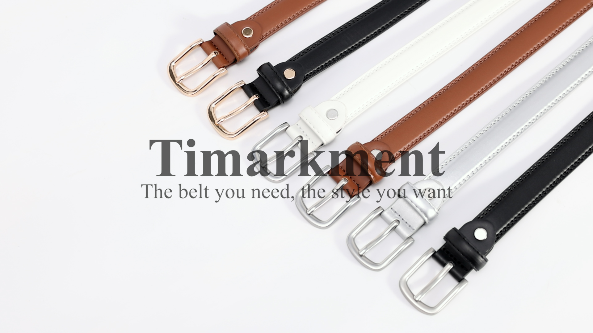 thumbnail video image 2 of Timarkment 2 pcs Belts for Women with Silver Pin Buckle Skinny Leather Women Belts for Jeans Dresses, 2 of 10