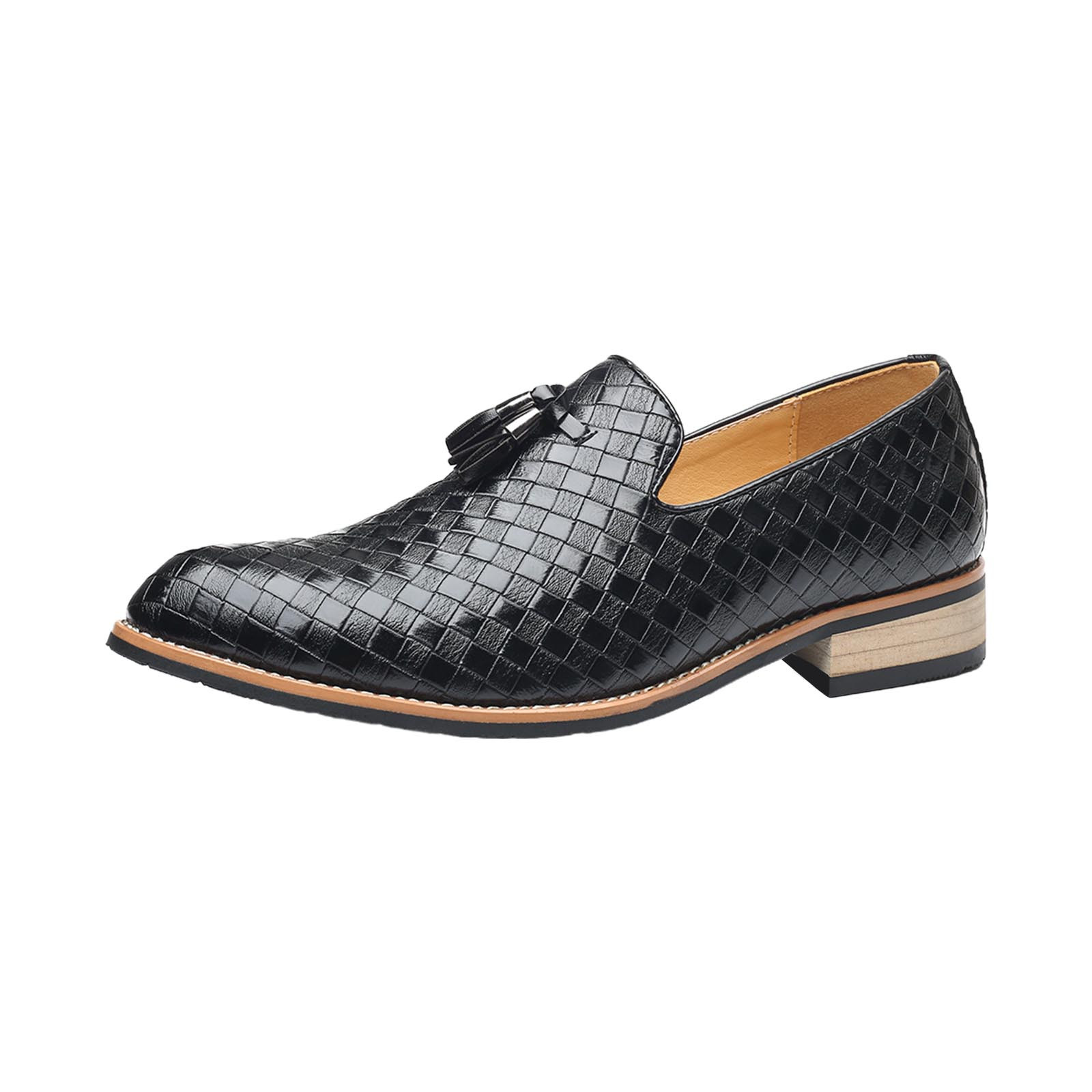 thumbnail video image 2 of YYUIJK Men's Dress Shoes Bussiness Formal Oxfords Wesley Slip On Soft PU Leather Shoes Black 9, 2 of 4