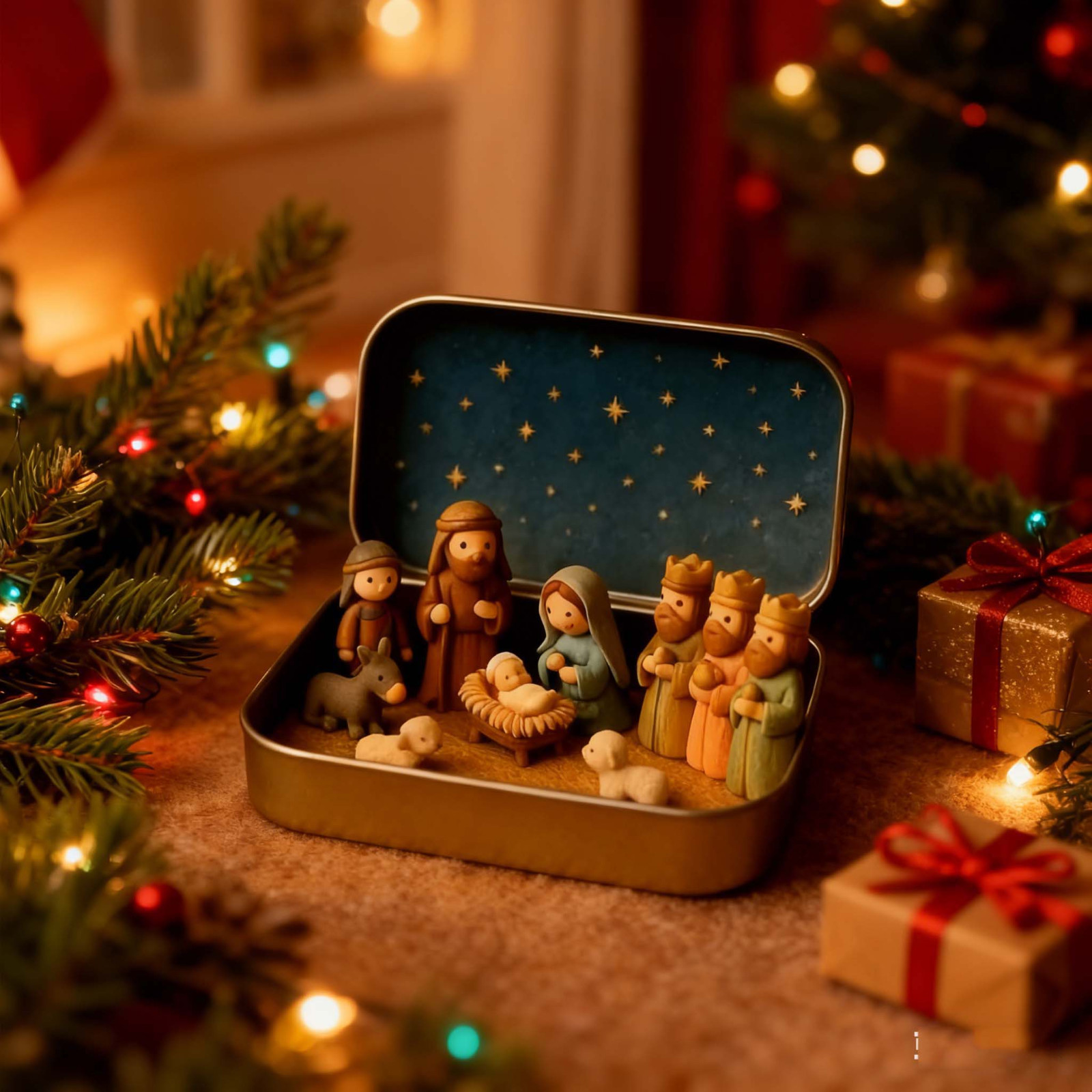 thumbnail video image 2 of CuiLiyq Pocket Size Nativity Set in A Box, Handcrafted Mini Nativity Scene, Small Nativity Box with Holy Family Figures, Portable Christmas Decoration for Home, Office, Desk and Gifts, 3.74" x 2.36", 2 of 8
