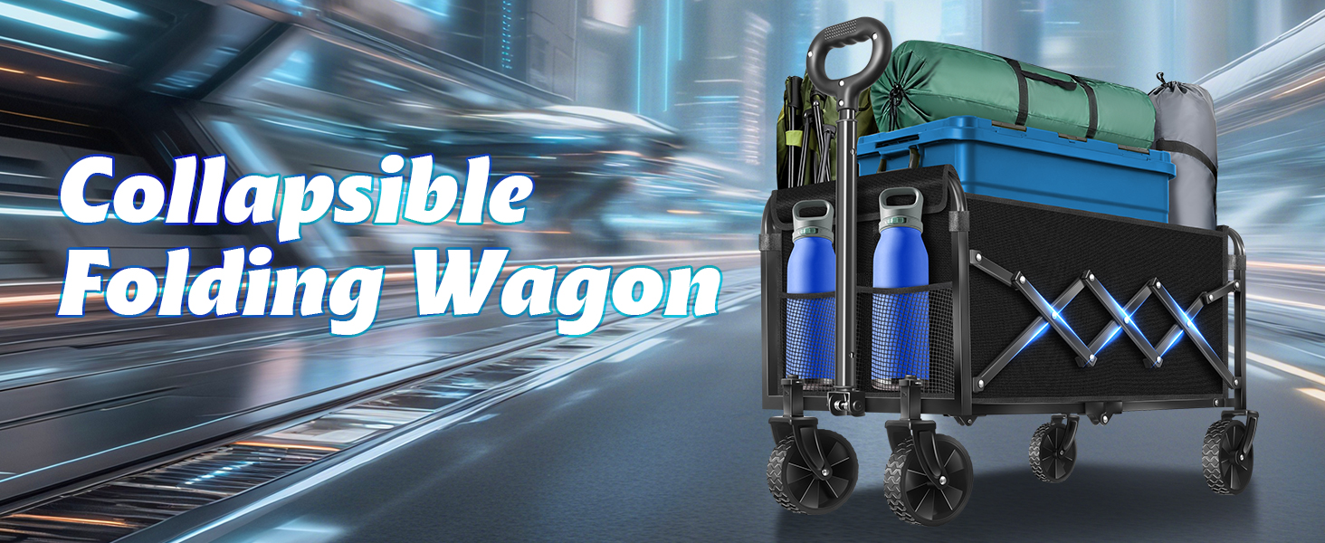 Kovryx Collapsible Wagon Cart Foldable, Heavy Duty Folding Wagon with ...