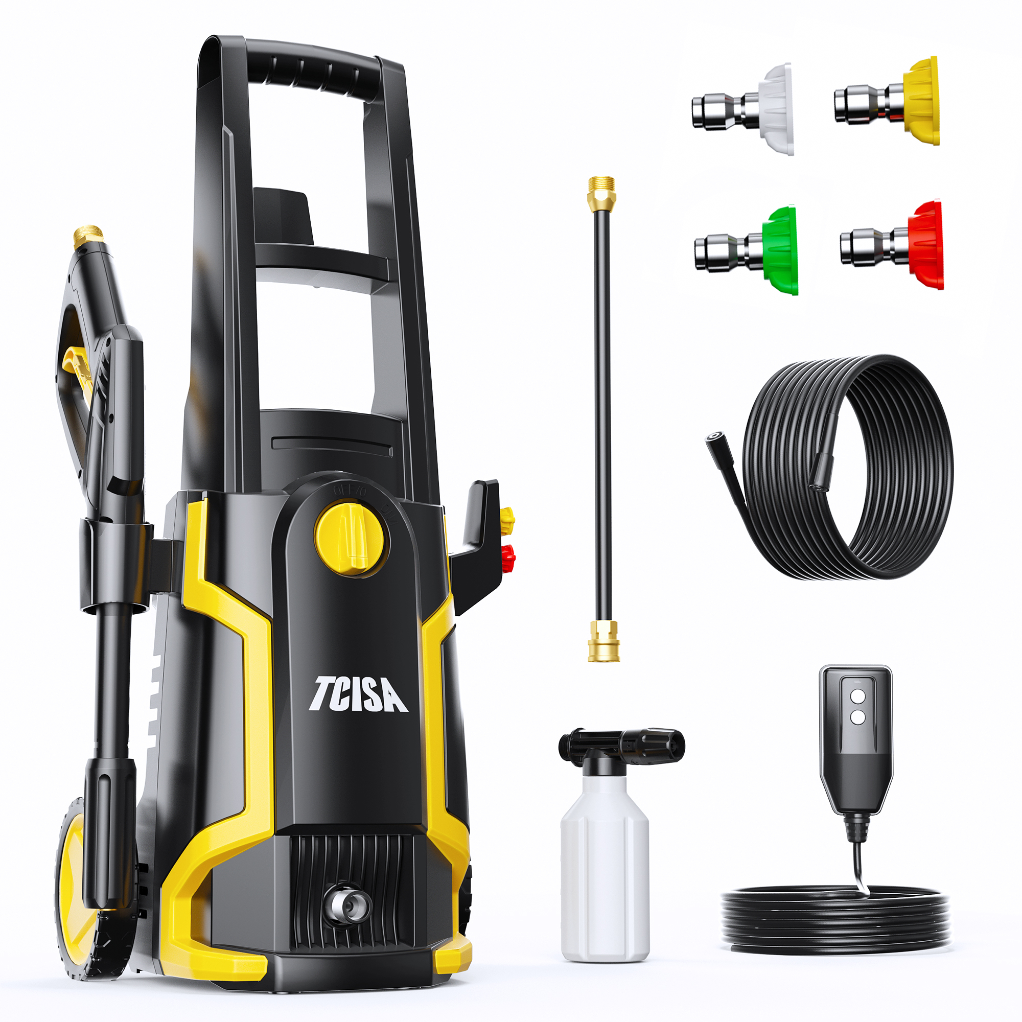 thumbnail video image 2 of TCISA 3500 PSI Electric Pressure Washer,Max 2 GPM Power Washer with 35FT Power Cord 20FT Hose 4 Nozzles Soap Cannon for Car Garden Yard Hom, 2 of 12