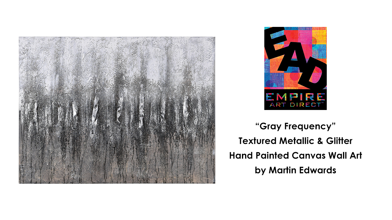 thumbnail video image 2 of Empire Art Direct Gray Frequency Textured Metallic Hand Painted Wall Art, 30" x 40" x 1.5", Ready to Hang, 2 of 13