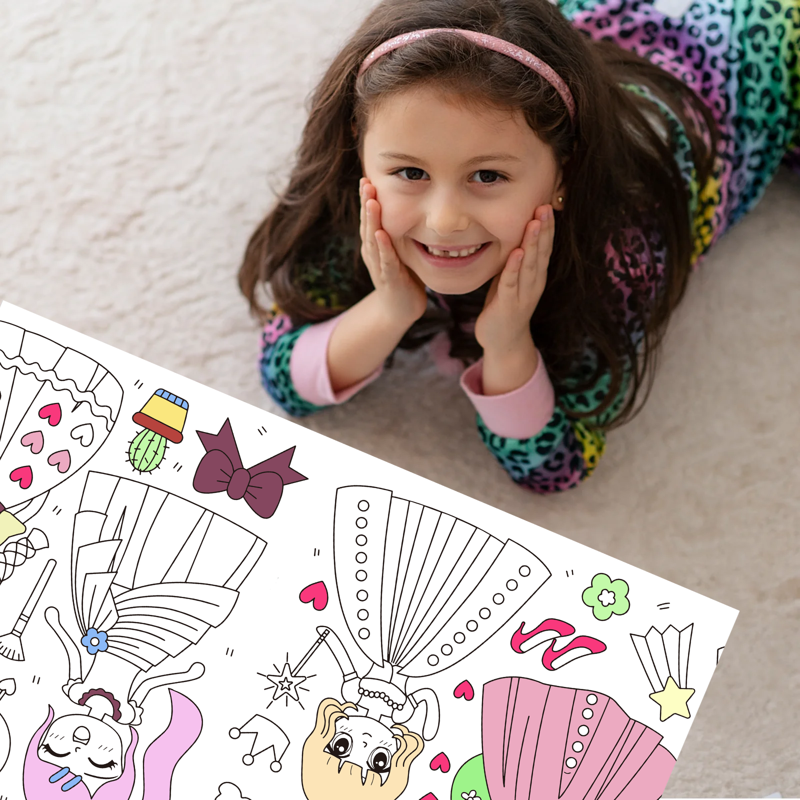 thumbnail video image 2 of 6Pcs Child’s Graffiti Drawing Roll, 118 inch X 11.8 inch Coloring Paper Sticker Rolls, DIY Paper for Kids Gift, 2 of 7