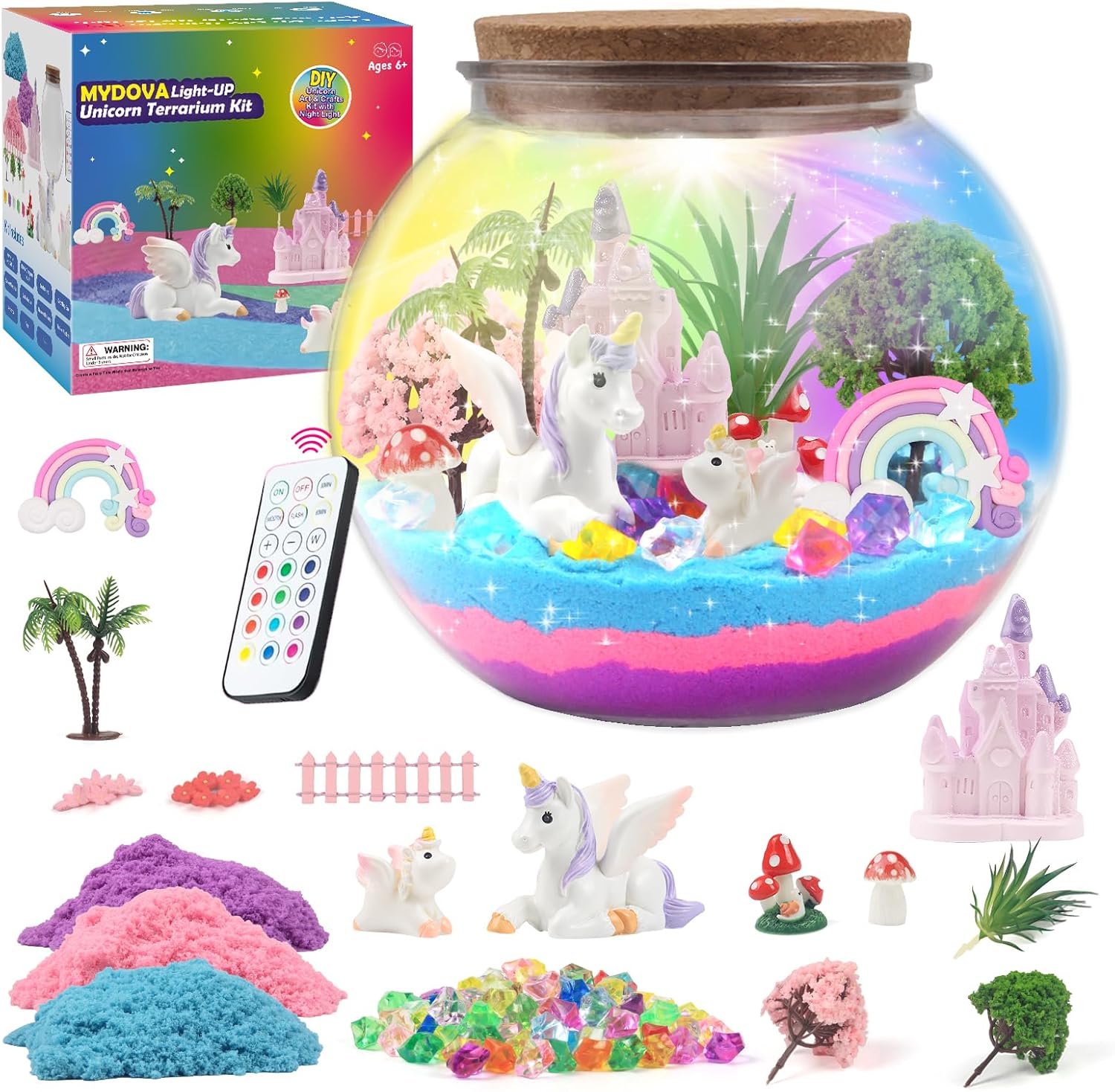 thumbnail video image 2 of Mydova Unicorn Terrarium Kit for Kids - Birthday Gift for Girls Ages 4-12 Year Old - DIY Unicorns Toys for Girl - Arts and Crafts Kit for Kids, 2 of 7